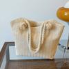 Elegant Casual Beach Handbag Solid Color Underarm Shoulder Bag Fashion Women Straw Tote Bag Summer