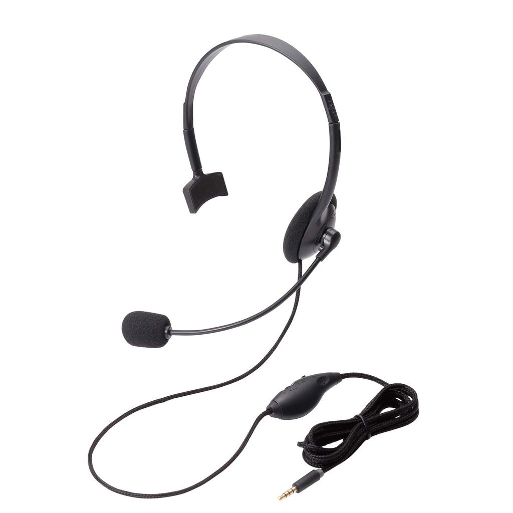 Elecom Headset Smartphone Microphone 4 Pole One Ear Overhead Durable Cord 1.8m HS-HP21TBK