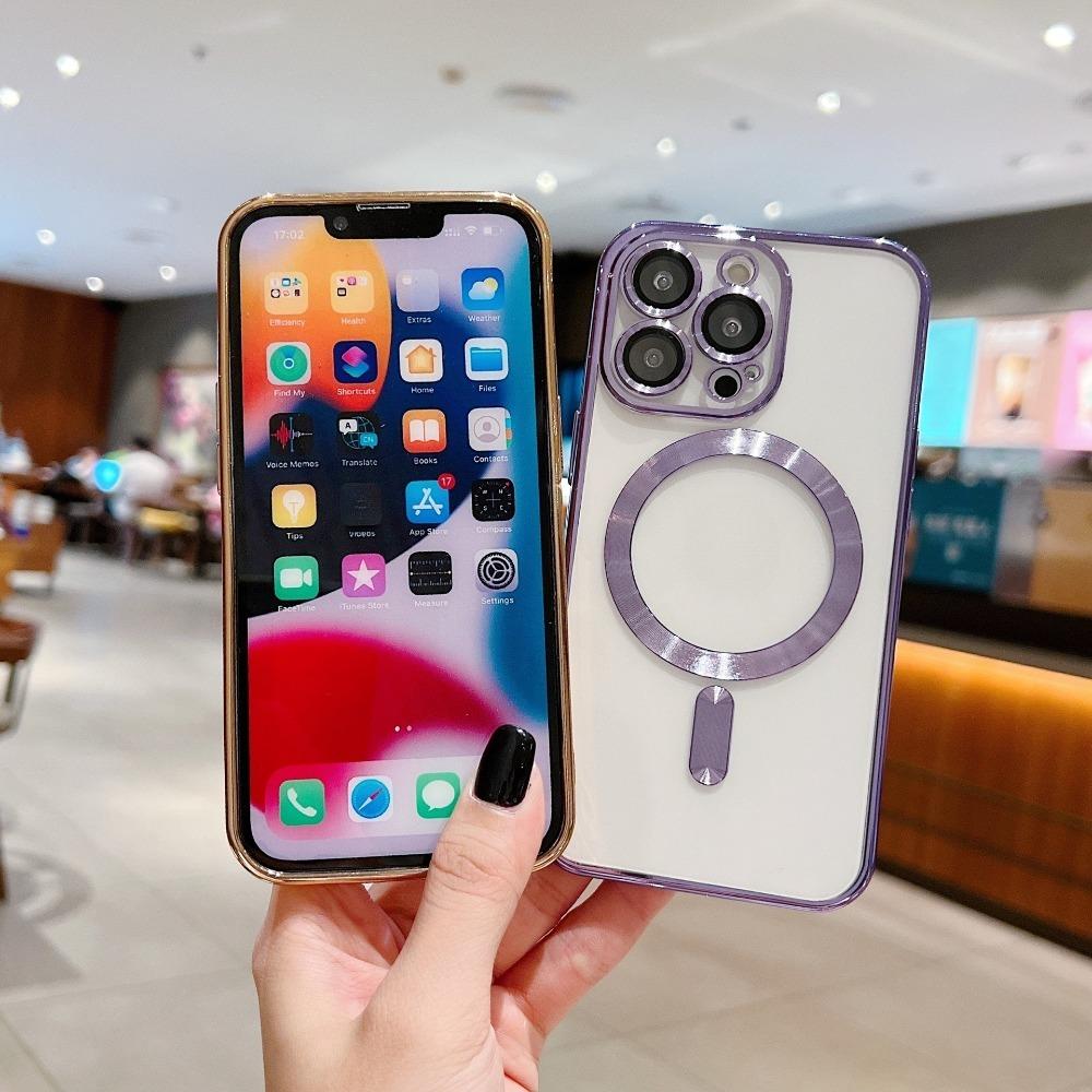 **Гальванизированный Магнитный Чехол для Телефона с Зарядкой для iPhone 18 Pro Max 15 16E Полное Покрытие Защитная Пленка для Камеры