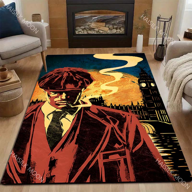 1PC London Silhouette and Mysterious Figure Carpet for Living Room Bedroom Sofa Home Decor Rus Non-slip Floor Mat Luxury Gift