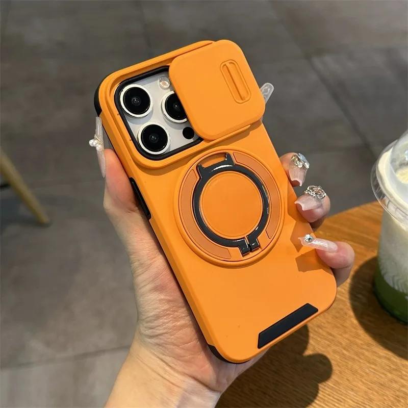Роскосный чехол с беспроводной зарядкой для iPhone 11 16 12 13 14 15 17 Pro Max Plus Магнитный держатель-кольцо Защитная крышка для камеры