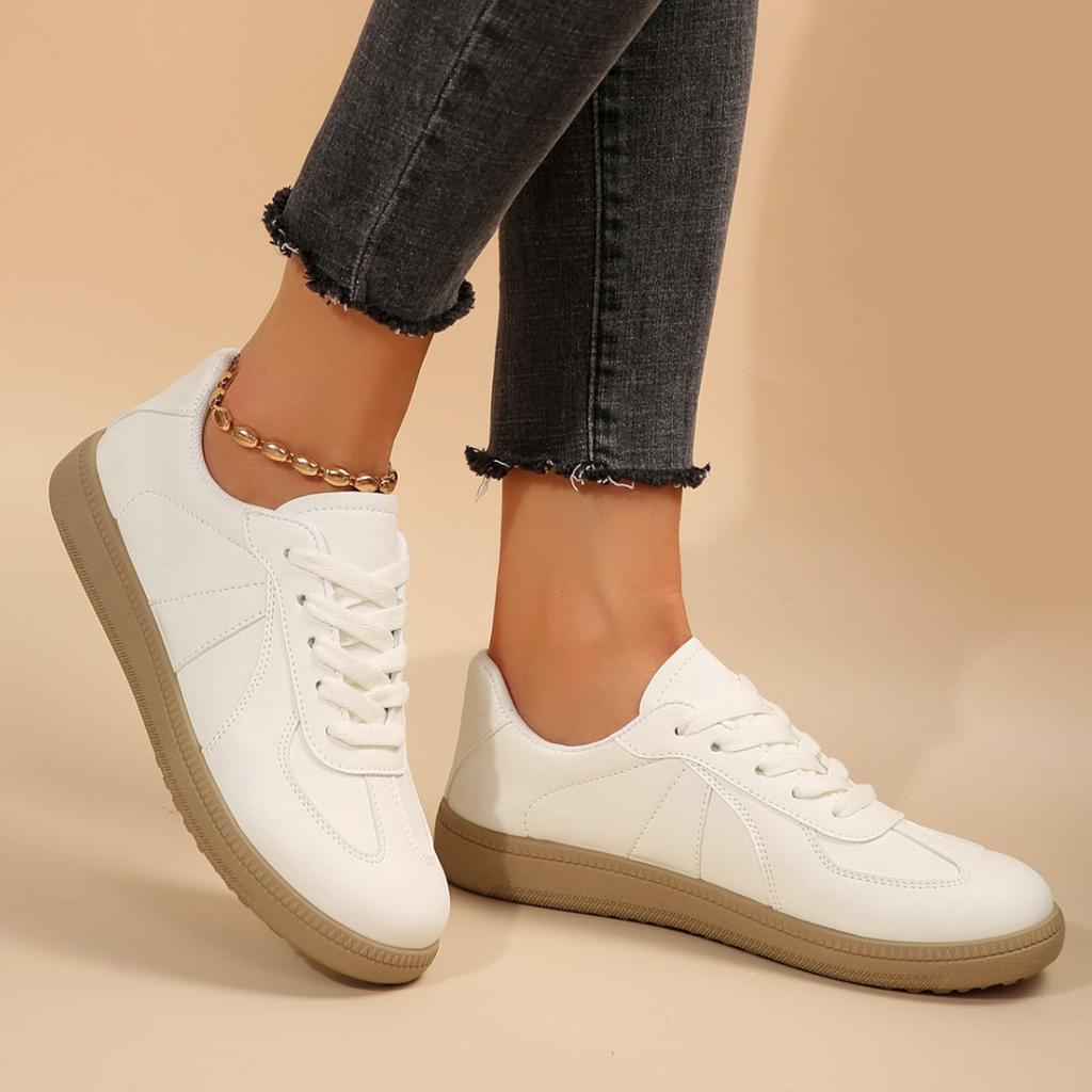 Ретро женская обувь Dexun 2025 новая летняя на плоской подошве износостойкая маленькая белая спортивная и повседневная обувь Forrest Gump на шнуровке