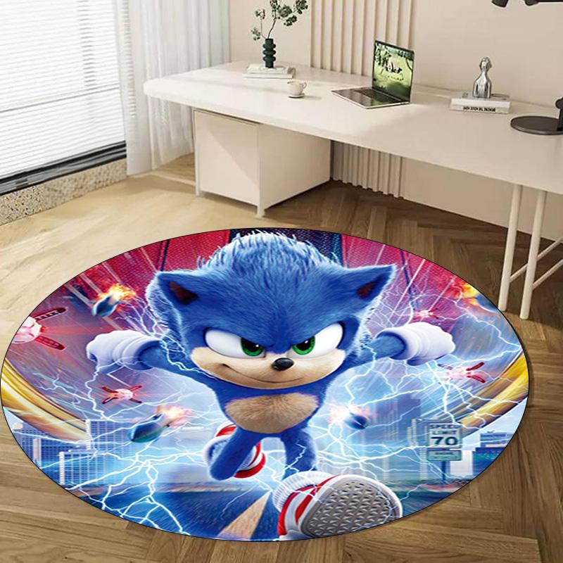 Sonic The Hedgehog Circular Rug - Office Decorative Carpet For Living Room Bedroom Door Mat Floor Rug Computer Chair Area Rug