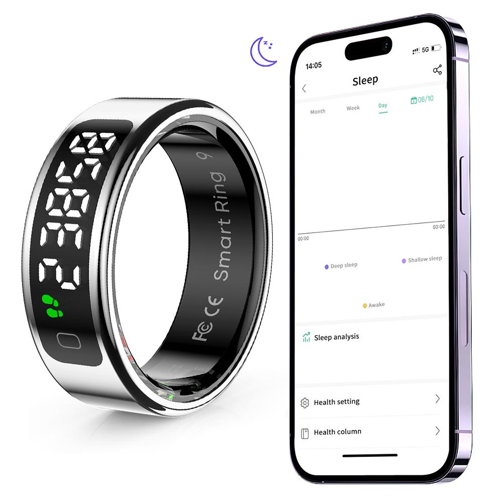 R11 Smart Ring with Display Screen and Touch Health Manager Wireless Charging Fitness & Sleep Monitor Smartring for Men Women