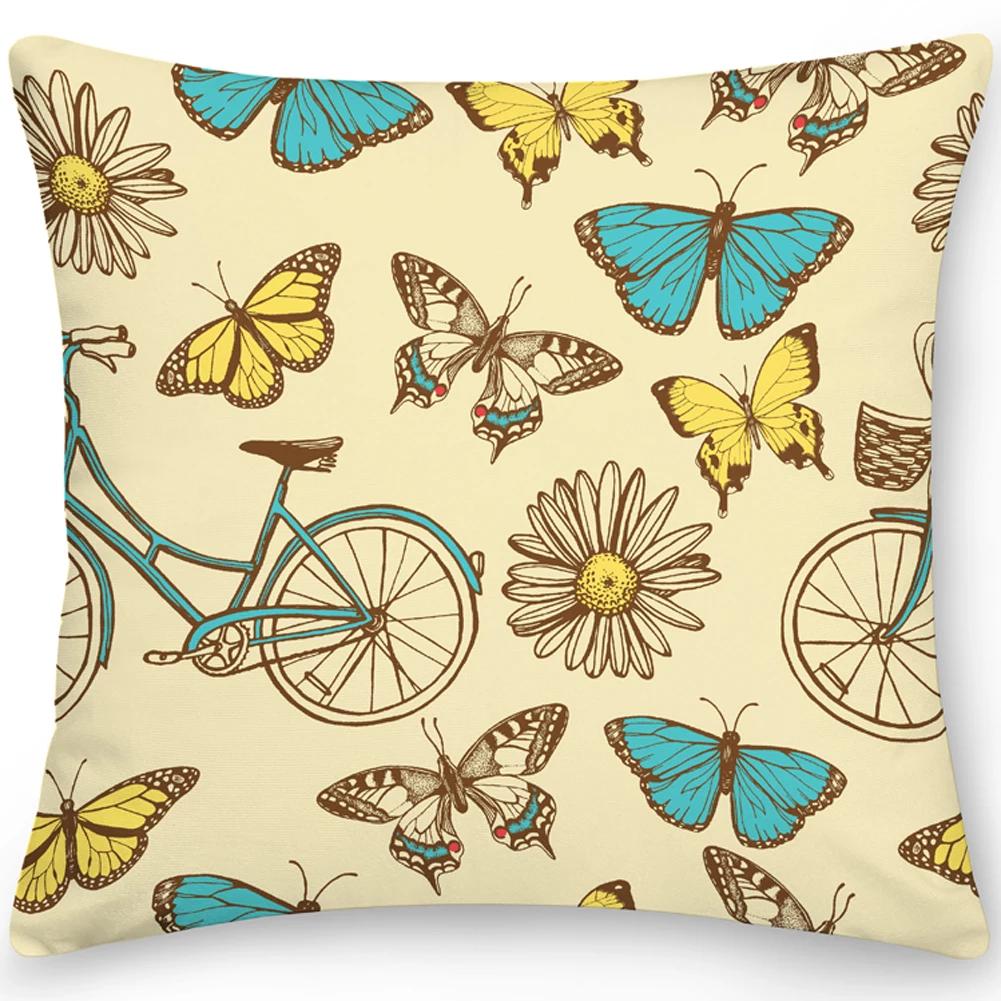 Pillow Office Sofa  Butterfly Print Double Sided  Cover Square Cushion