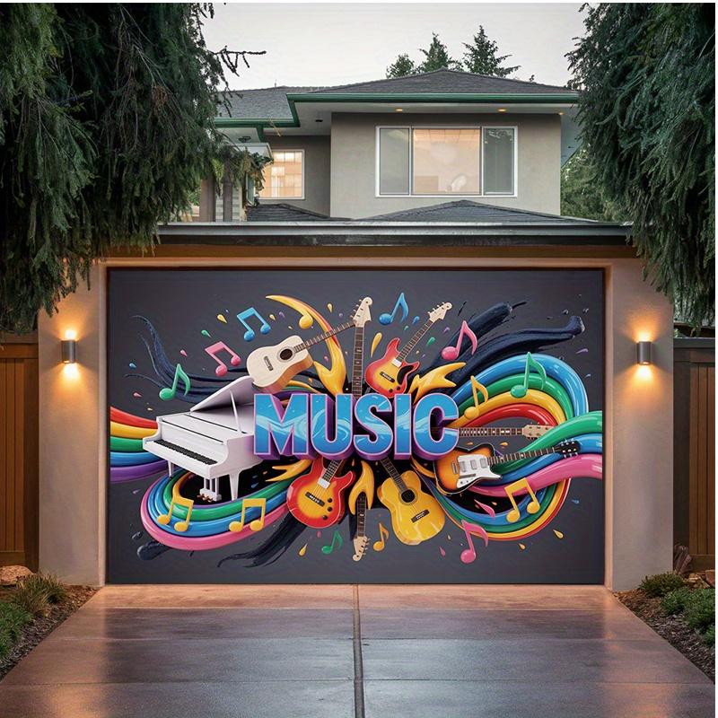 One party banner, a dazzling background decoration featuring musical instruments and musical notes, photo props, and room