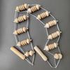 Wooden Back Massager with Rollers Multi-Functional Portable Manual Massage Strap Muscle Recovery Massage Tool