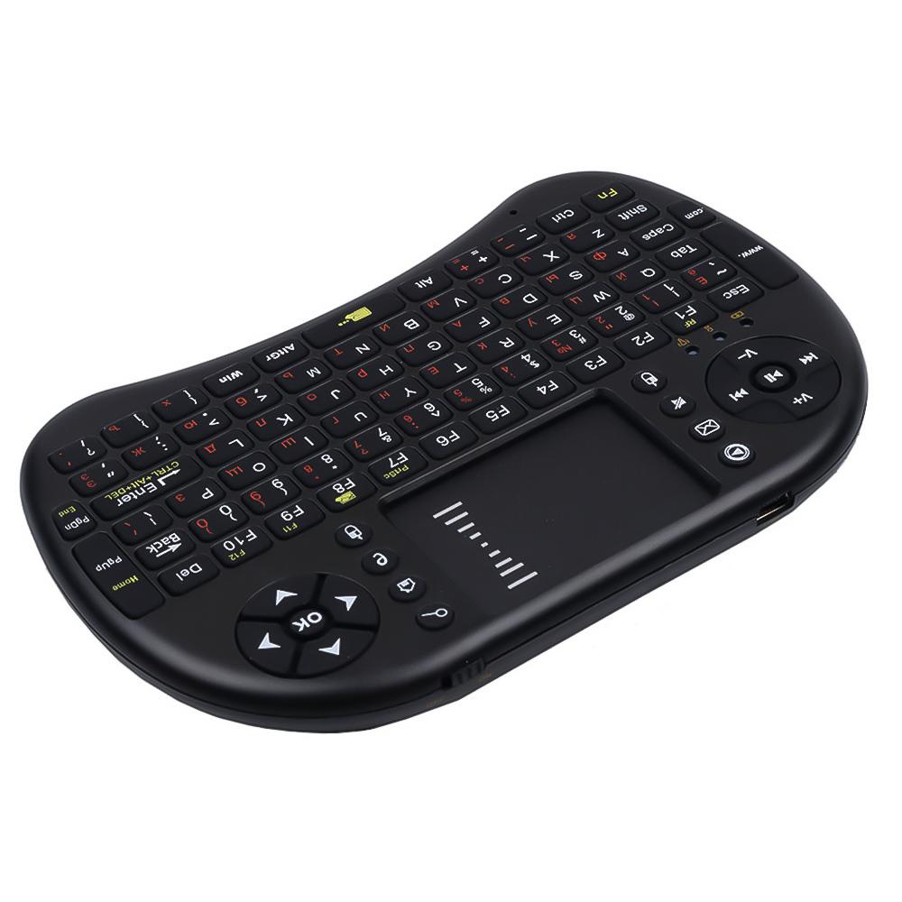 I8 Mini Keyboard 2.4GHz Беспроводная клавиатура 3-цветная подсветка английская русская воздушная мышь с сенсорной панелью Пульт дистанционного управления для ПК ноутбука