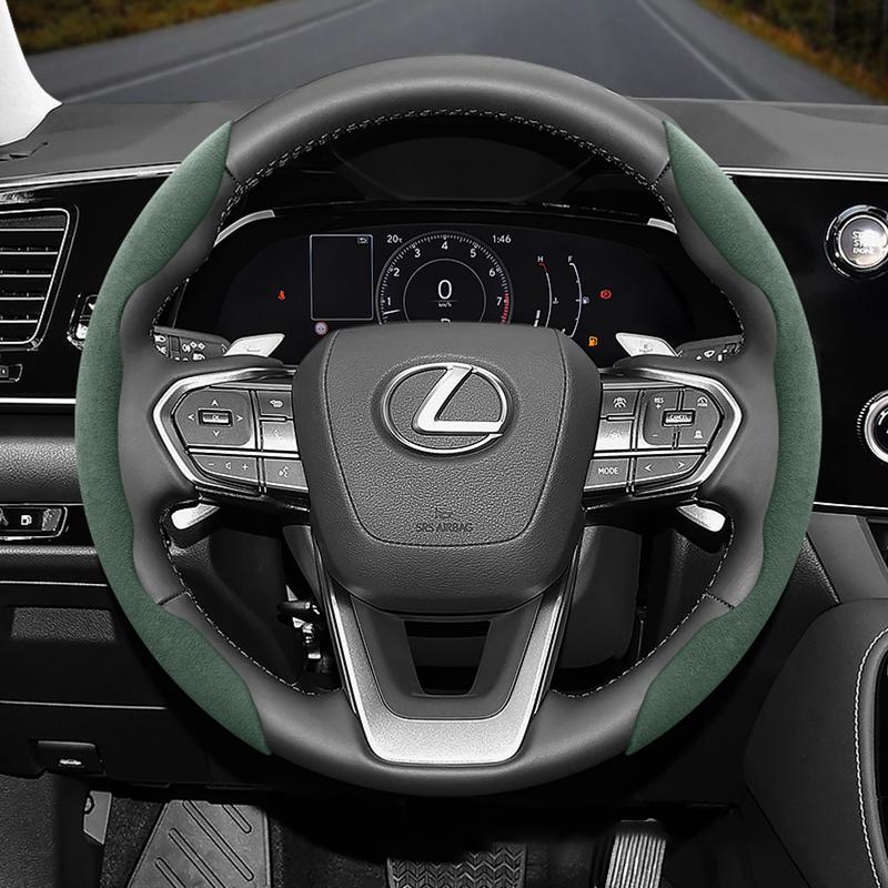HPE1 Suitable for Lexus Anti-Slip Buckle Segmented Suede Steering Wheel Cover Suitable for Is250 Ct200H Is350 Es300H Rc Is300H Rx Rx450H Hs250H Nx300