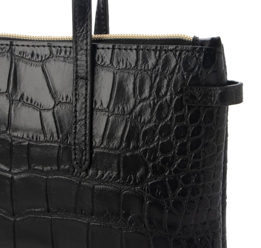 Тонкий клатч из коровьей кожи с тиснением под крокодила (черный)