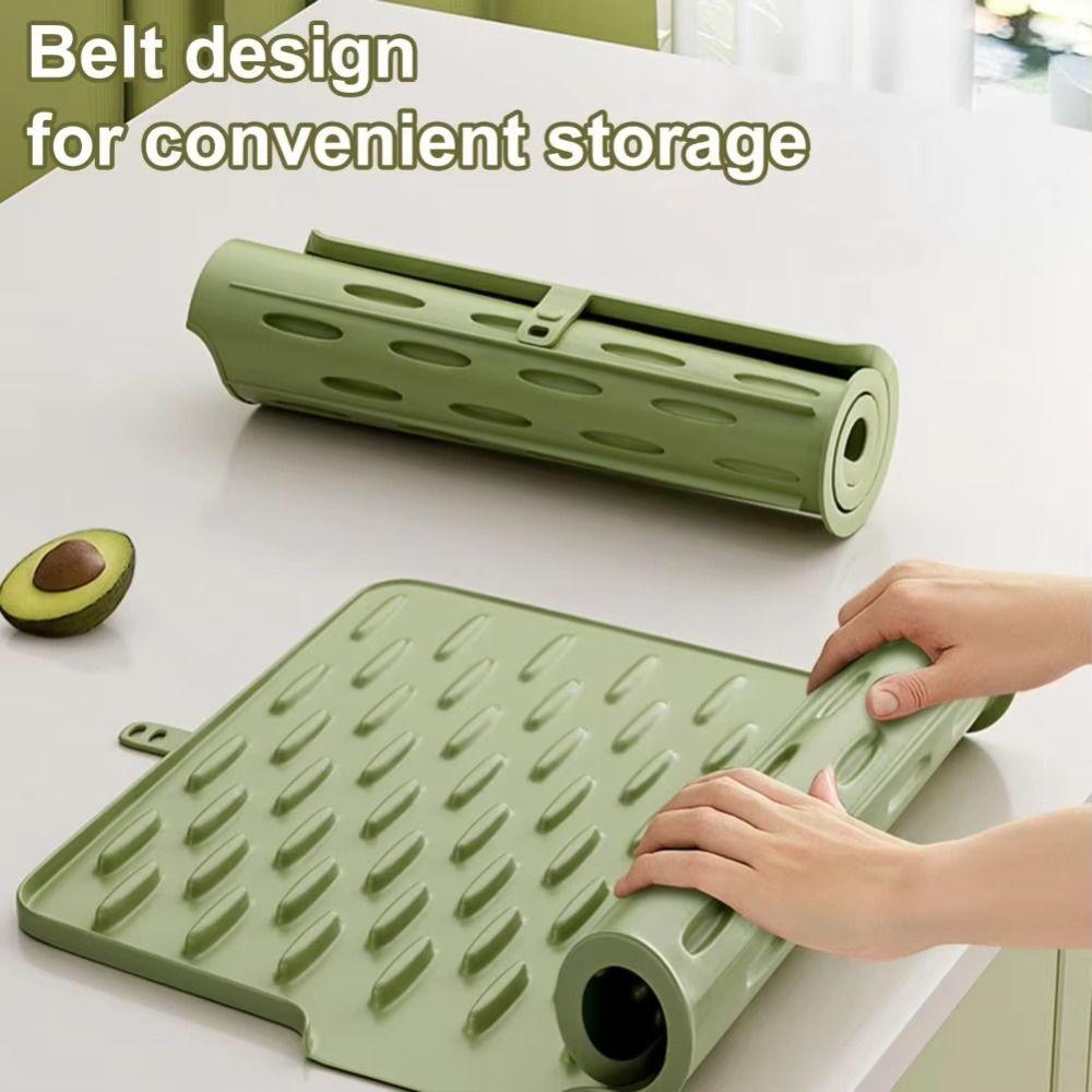 Tilted Design Silicone Drain Pad Non-Slip Water Drip Catcher Countertop Drain Tray  Hot Pots Pans