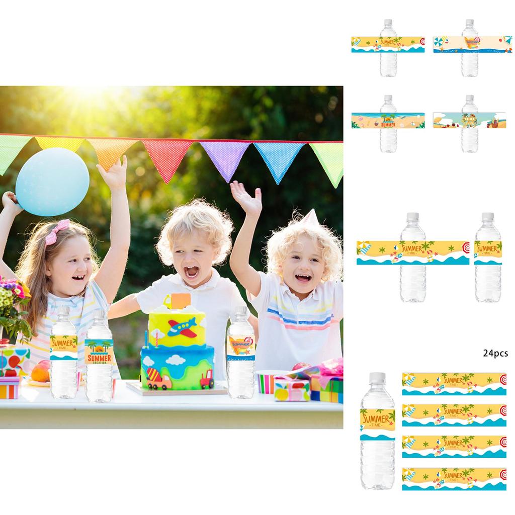 Наклейки на бутылку с водой на пляжную тематику для летних вечеринок и детских праздников