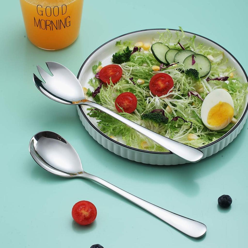 2 шт. Золотая ложка для салата, вилка, ложка для салата, набор столовых приборов из нержавеющей стали, набор ложек, красочная уникальная ложка, кухонный инструмент