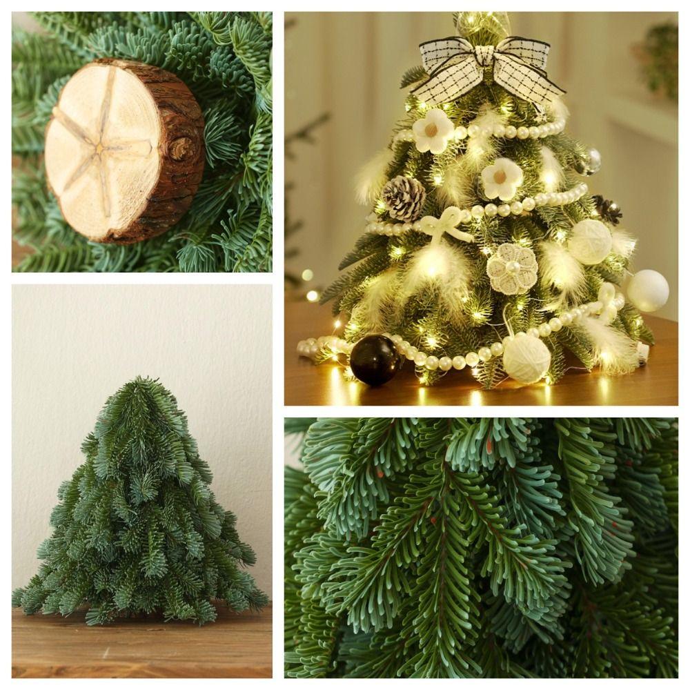 Handmade Mini Christmas Tree Stable Faux Noble Fir Creative Mini Snow Pine Tree  New Year