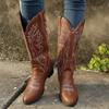 Западные ковбойские сапоги, женская вышивка высокого класса, для путешествий по лугам, на толстом каблуке, ботфорты на платформе