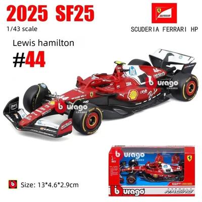 Ббураго 1:43 Модель болида Формулы-1 Ferrari SF25 2025 Леклер №16 Хэмилтон №44 Металлическая модель гоночного автомобиля Формулы-1 Коллекционный подарок