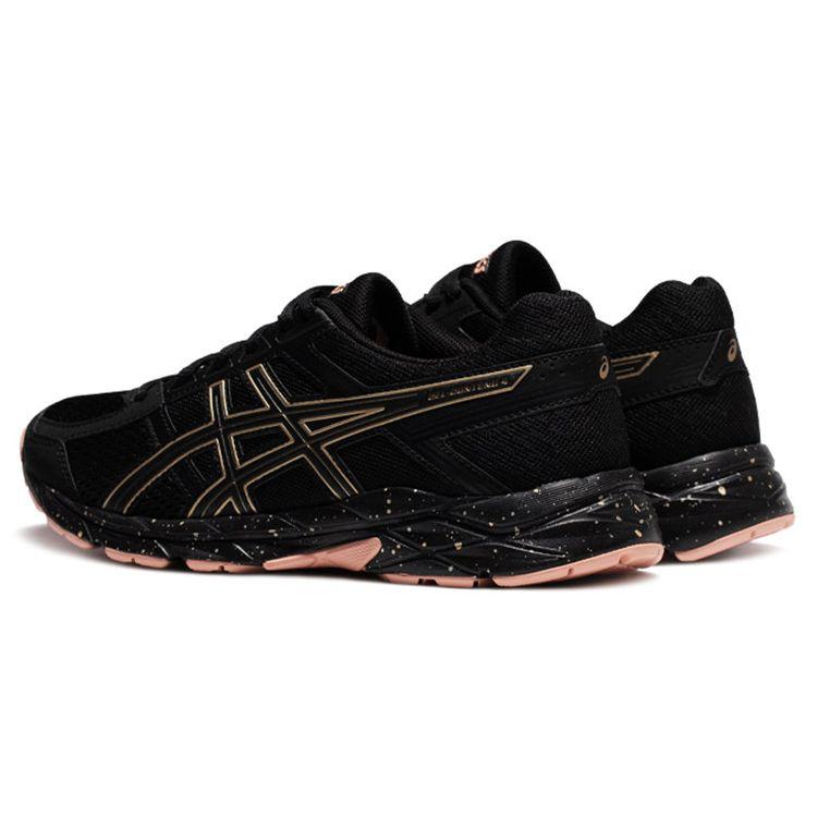 Asics Gel-Contend 4 Дышащая Модная Ткань Синтетическая Кожа Низкий Верх Повседневные Кроссовки для Бега Женские кроссовки Черный Золотой Розовый T8D9Q-011