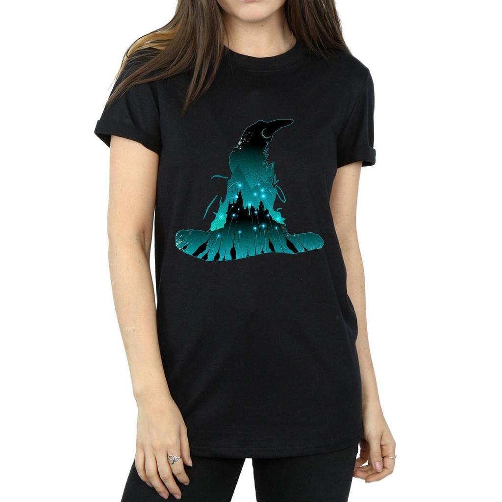 Harry Potter Womens/Ladies Hogwarts Silhouette Cotton Boyfriend T-Shirt