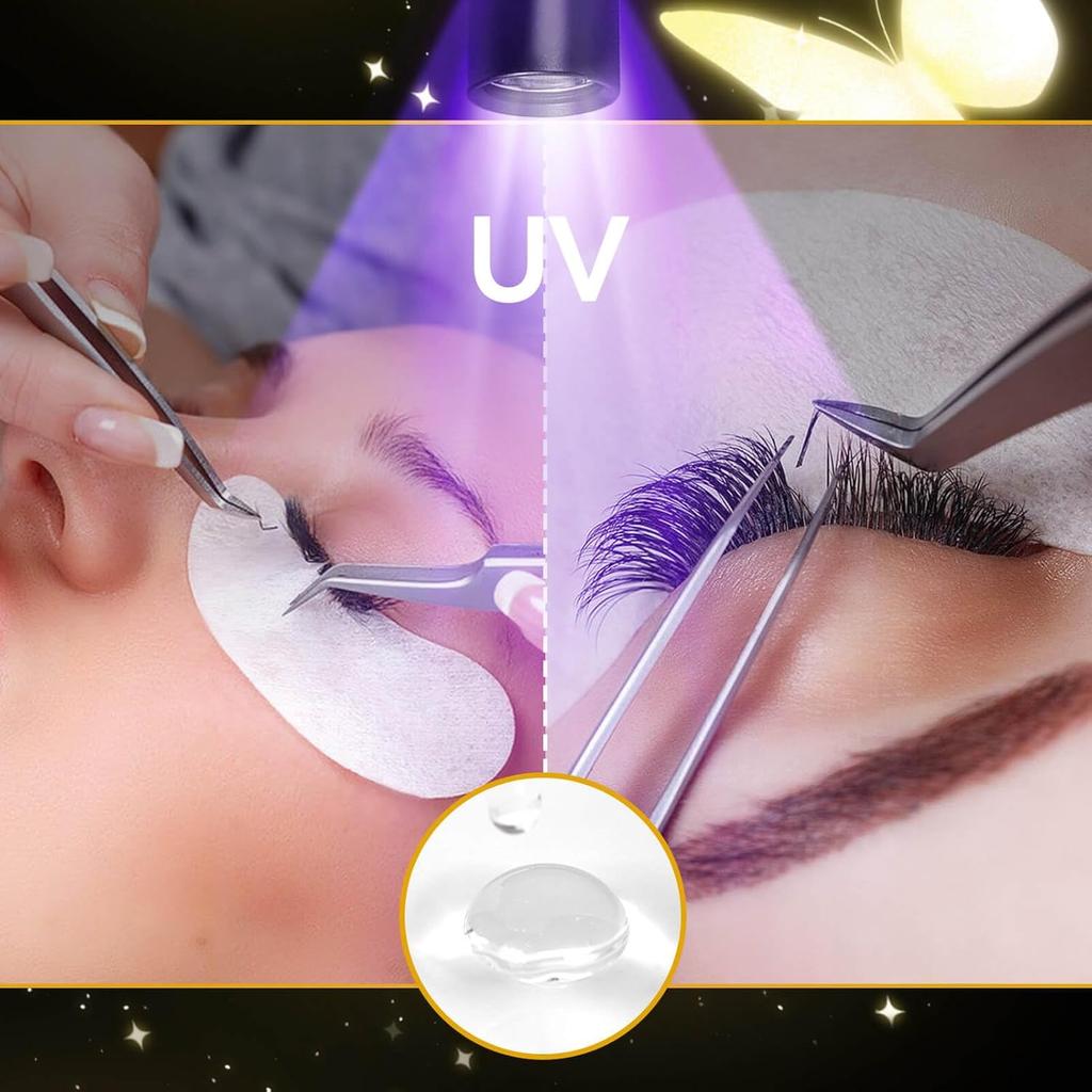 UV Eyelash Glue UV Glue 5ml UV DIY Lash Extensions Glue Light Curing Eye Lash Glue UV Lash Glue Adhesive 1-Second Quick-Drying Waterproof No Lash