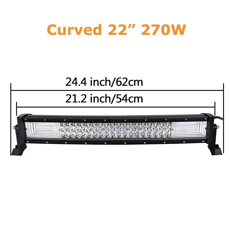3-Row 22" 32" 42" 52" Curved LED Light Bar Offroad Led Bar Combo Beam Led Work Light Bar 12v 24v For 4x4 4WD SUV ATV Cars