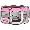 VidaXL Parc Pliable pour Chien avec Sac de Transport Rose 110x110x58 cm Enclos 171010