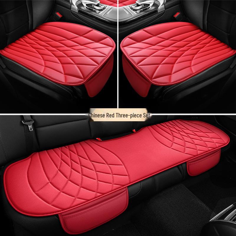 Универсальный комплект подушек для автомобильного сиденья из дышащей кожи наппа - 3 предмета, всесезонный, перфорированный, чехол для заднего сиденья, однокомпонентная подушка для маленького автомобиля