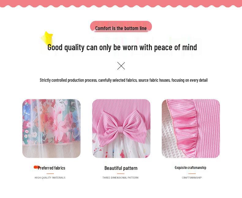 Летнее платье принцессы из сетки с короткими рукавами и бантом на талии для девочек