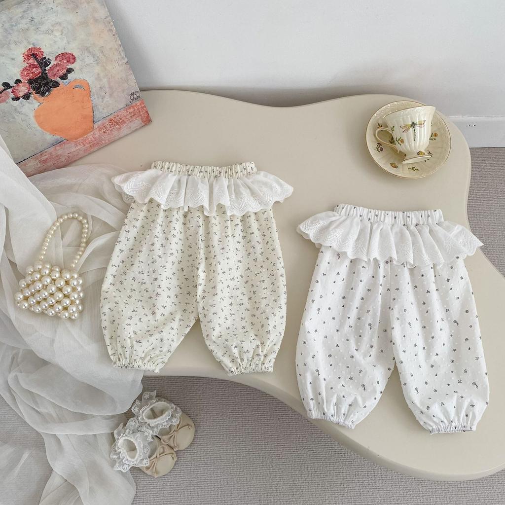 Girls Summer Floral Mosquito-Repellent Lightweight Bloomers with Ruffled Cuffs