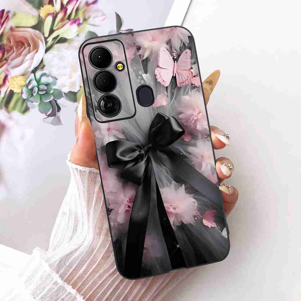 For Tecno Pop 6 Go BE6j Case Colorful Flower Butterfly Silicone TPU Black Cover For Tecno Pop6 Go POP 6GO Shockproof Phone Shell