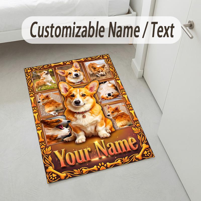 Decorative Artwork Theme Crystal Velvet Rug Personalized Custom Name Text Soft Floor Mat Home Decor