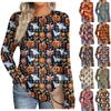 Женская мода повседневная Хэллоуин длинный рукав круглый вырез топ