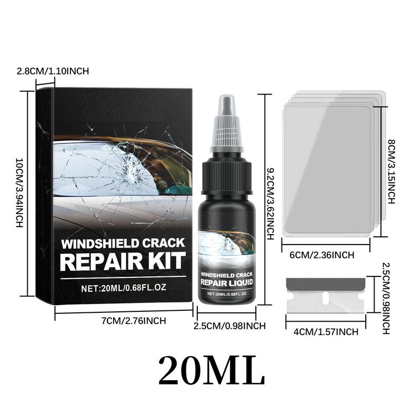 Набор для ремонта трещин на лобовом стекле 20 мл. Жидкость для восстановления окон и ремонта лобового стекла. Долговечное решение для трещин на автомобильном стекле и
