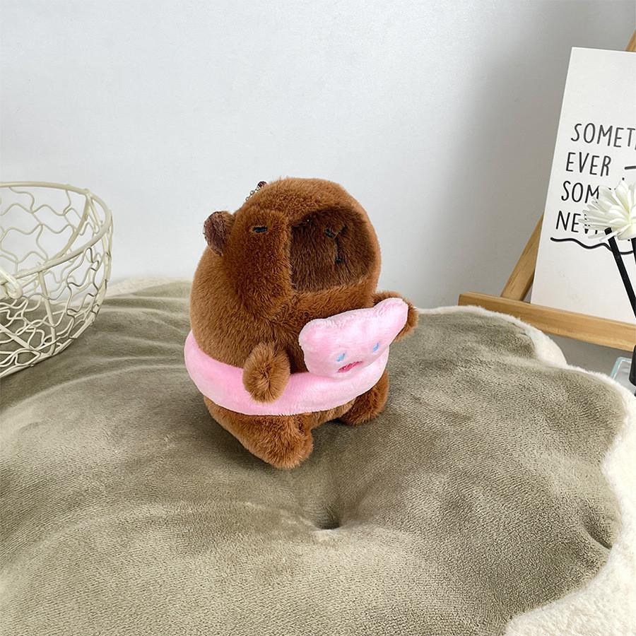 Capybara Swimming Circle Plush Keychain Doll Pendant Bag Decoration Gift Kids
