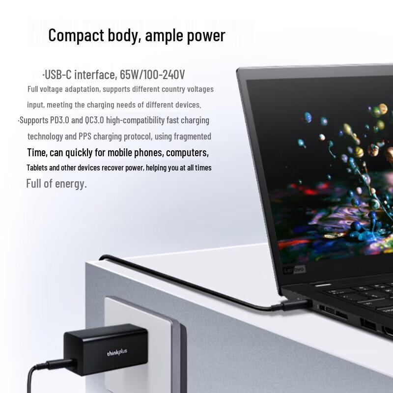 Lenovo ThinkPlus 65 Вт GaN USB-C Зарядное устройство-помада