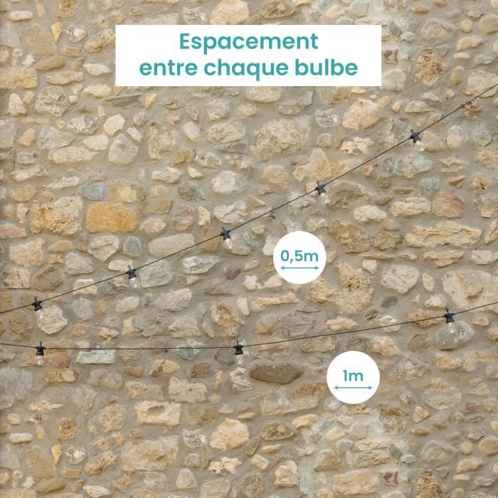 Guirlande Guinguette Noire Guirlande Lumineuse 10M pour Ampoules E27