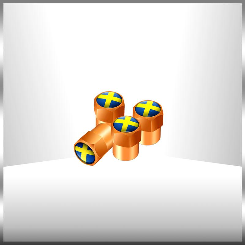 Car Decor 4Pcs Sweden Swedish Flag Emblem Auto Wheel Tire Valve Caps Covers Car Styling For Volvo V40 V60 XC40 XC60 XC90 V90 S90