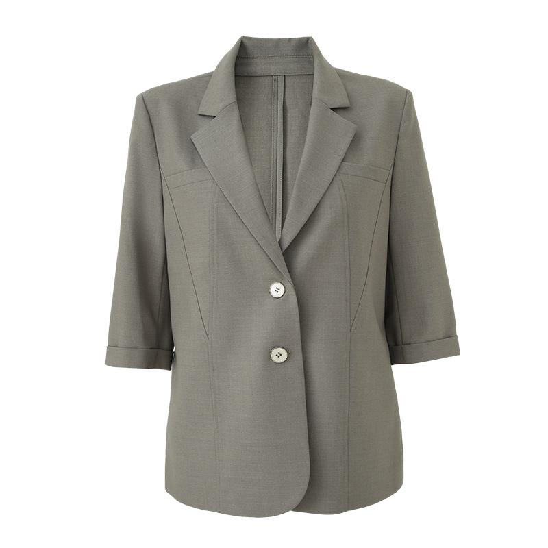 Commuting lightweight seven quarter sleeved gray suit jacket women's top short casual suit