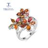 Multicolor Tourmaline Natural Gemstone Rings 925 Sterling Silver Fashion Women's Fine Jewelry Anniversary Party Gifts