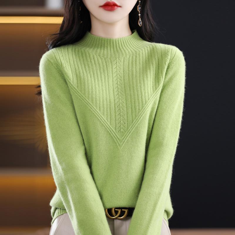 Women's 2023 New Fashion Wool Sweater - Spring & Autumn Solid Color Loose Knitwear
