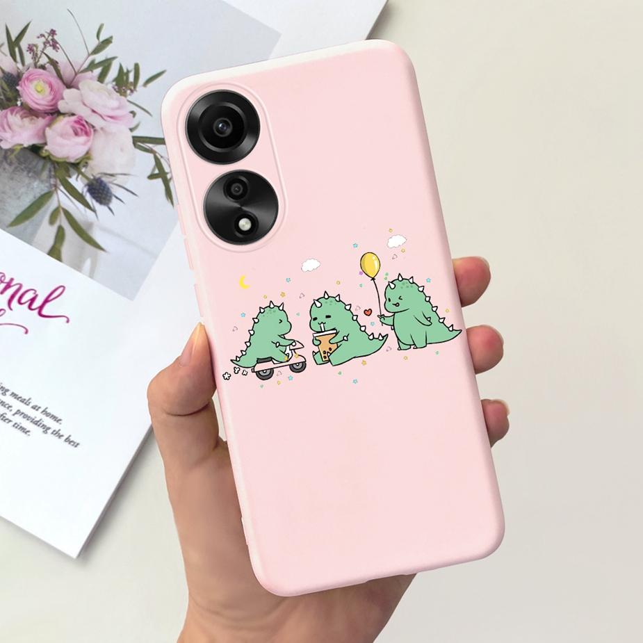 Чехол для Oppo A78 4G CPH2565 Милый Мультяшный Динозавр Расписной Чехол Мягкий Силиконовый Чехол для Телефона Для Oppo A78 A 78 OppoA78 4G 5G Fundas