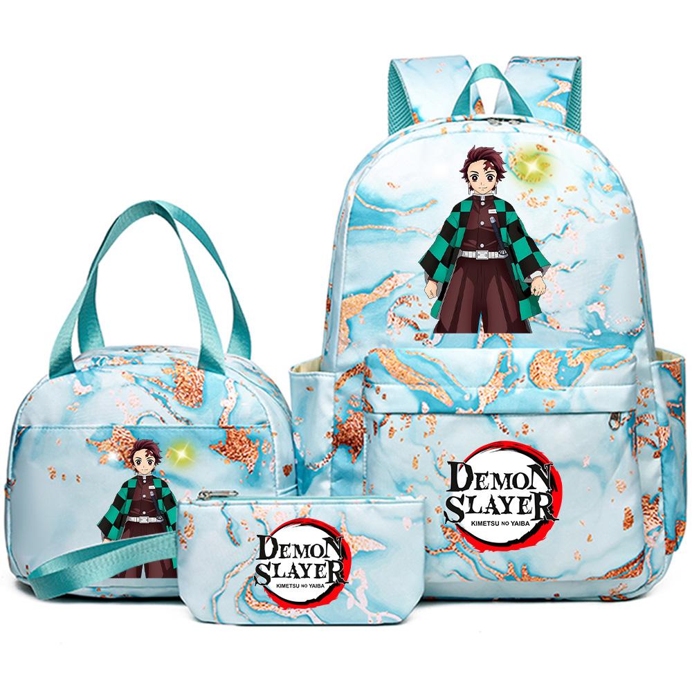 3 шт./комплект Рюкзак с принтом «Клинок, рассекающий демонов» с сумочкой и пеналом для подростка, школьника, девочки, мальчика, большой вместимости, водонепроницаемый, для книг, школьный, дорожный, подарок