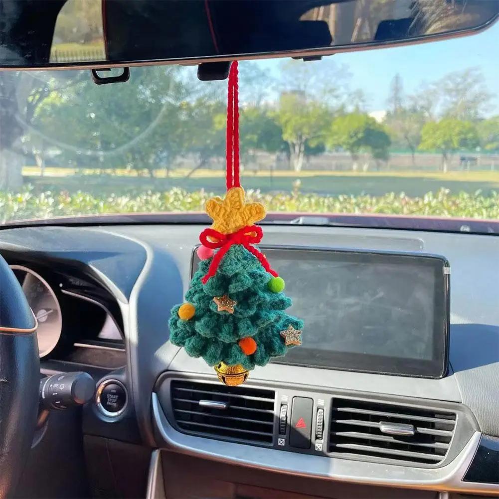 Вязаный вручную кулон в виде рождественской елки, декор для зеркала заднего вида автомобиля, украшение для дома, подарок для автомобиля, аксессуары для подвешивания в салоне, для женщин и мужчин