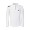 Stand Collar Half Zip Knit Long Sleeve T-Shirt Men Tops Jade-White A11M515210FWT