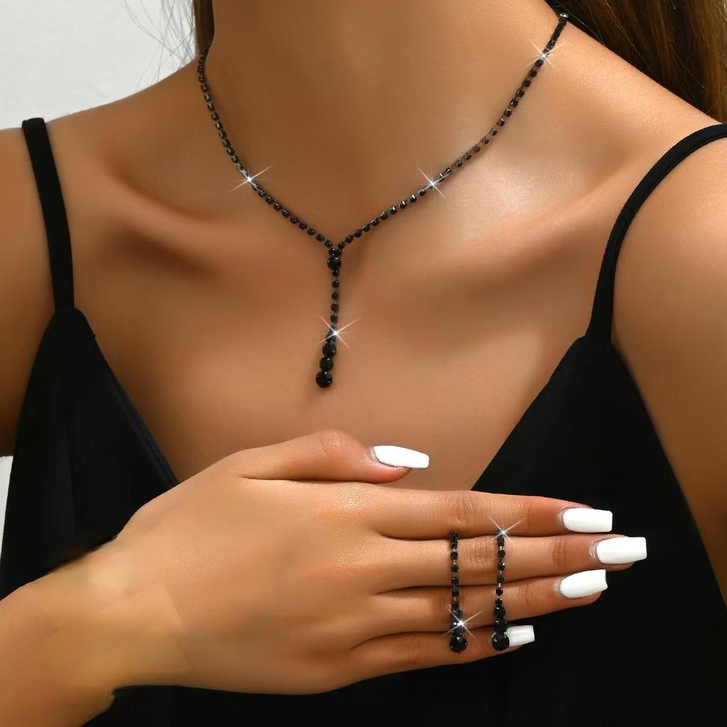2026 Simple Bridal Jewelry Set Ornaments Light Luxury Zircon Necklace Earrings Bracelet Set Multi-color Selection
