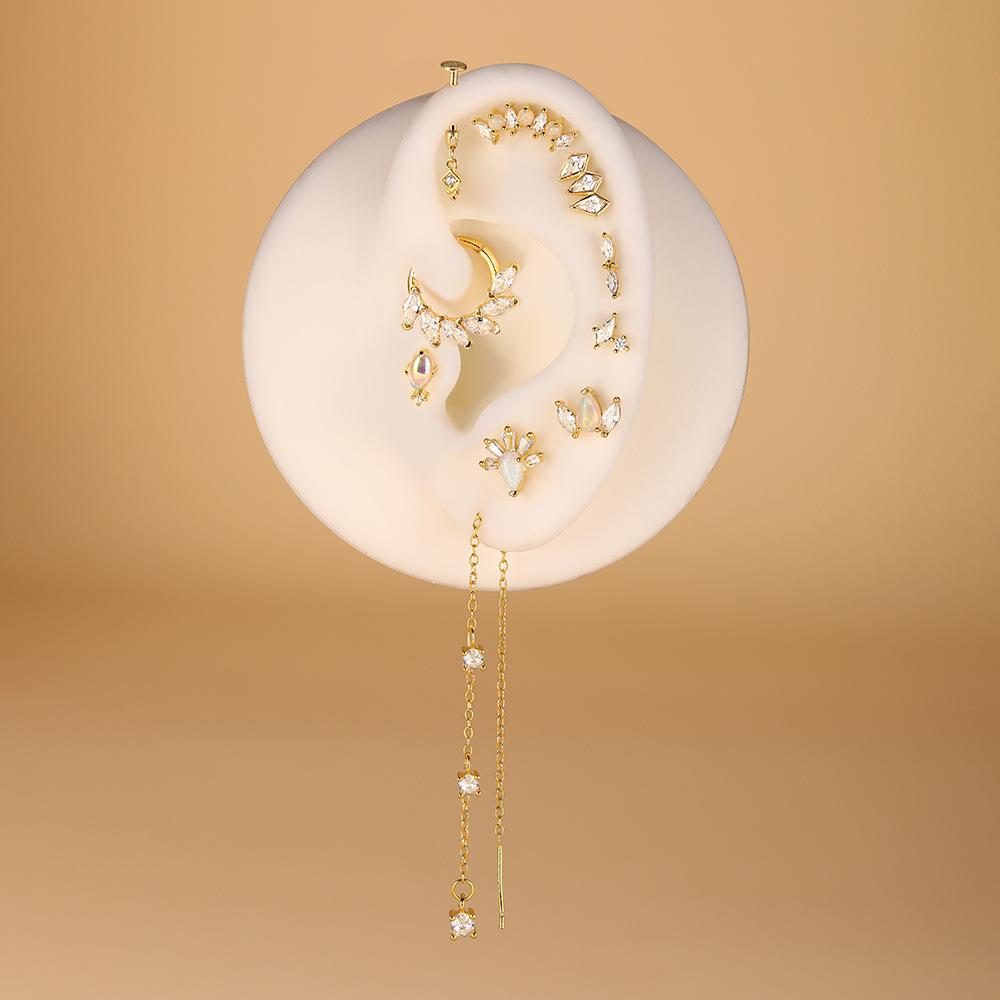 S925 стерлингового серебра мода капли воды опал конский глаз плоское дно пирсинг ногти женские универсальные серьги-гвоздики ушные косточки