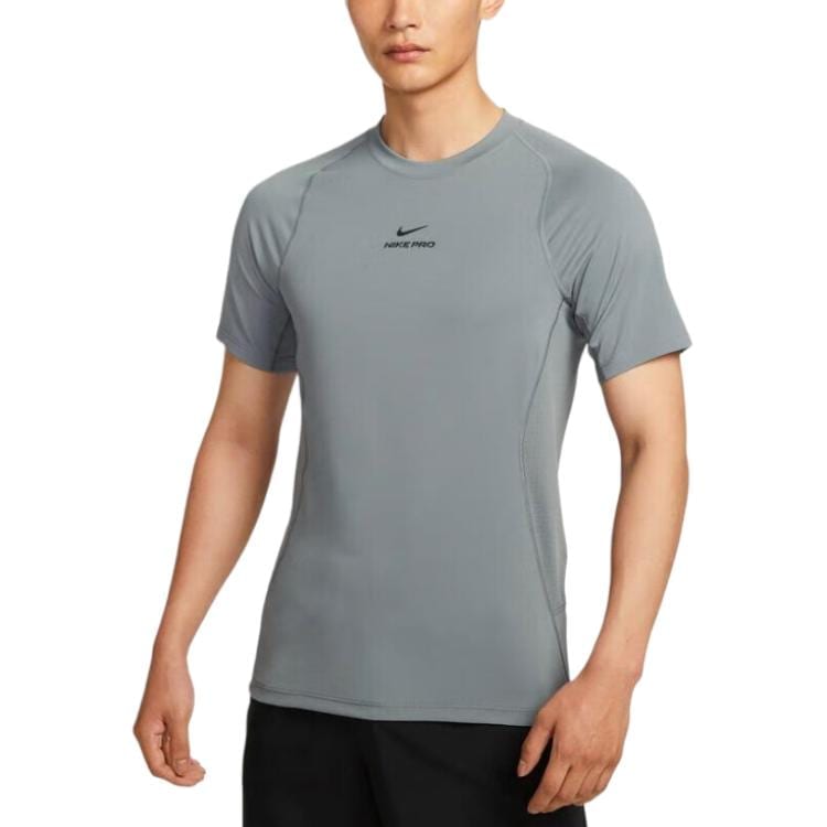 Nike Мужская футболка Pro Серая с круглым вырезом Средняя HV0410-084