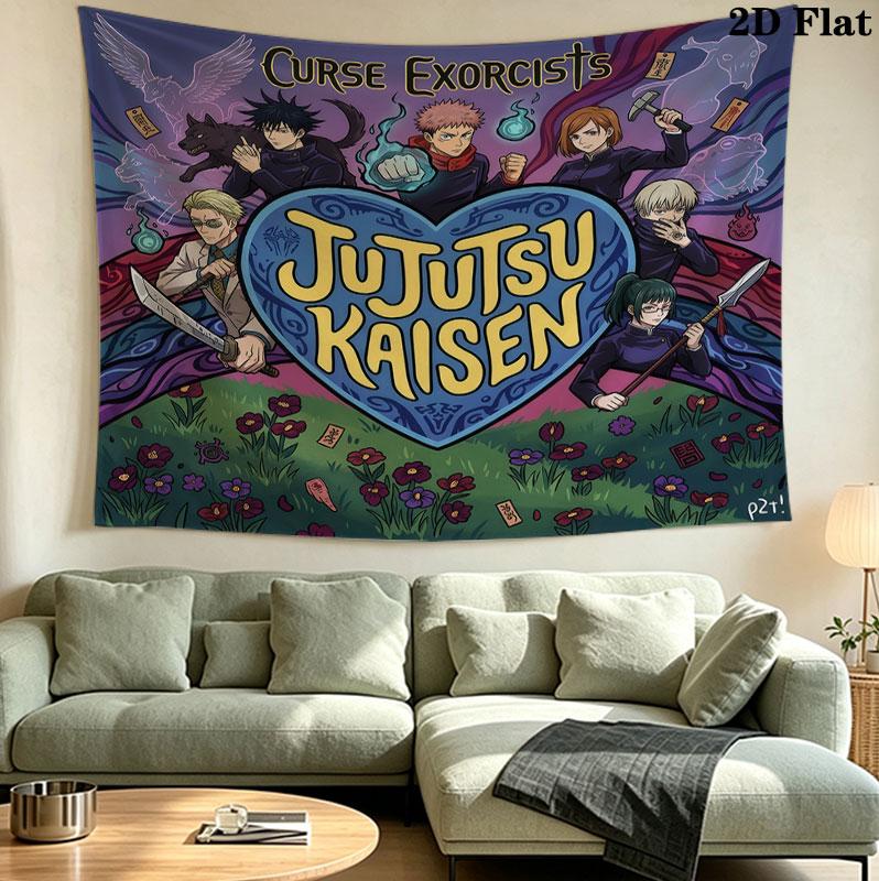 Jujutsu Kaisen Wall Tapestry Aesthetic Wall Hanging Printed Fabric Blanket Decorative Tapestries For Bedroom Living Room Home Decor