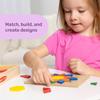 Melissa & Doug Wooden Toy Pattern Blocks with Board, 125 Pieces, Authentic, 29