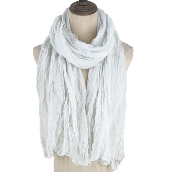 Women Scarf Shawl Solid Color Soft Warm Pleated Scarf UV Protection Casual Cotton Linen Shawl Fashion Accessory