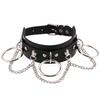 Choker for Leather Genuine Chain Stainless Accessory [Rockyu] Women, Collar, Ring, Chain, Black, Leather, Choker, Necklace, Steel, Hypoallergenic,